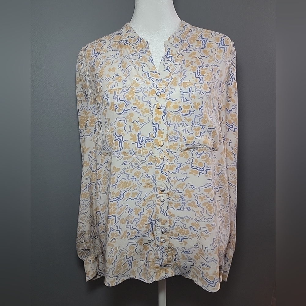 SUNCOO Paris $102 Button Up Blouse Top Size T2 US Medium Pockets Lightweight